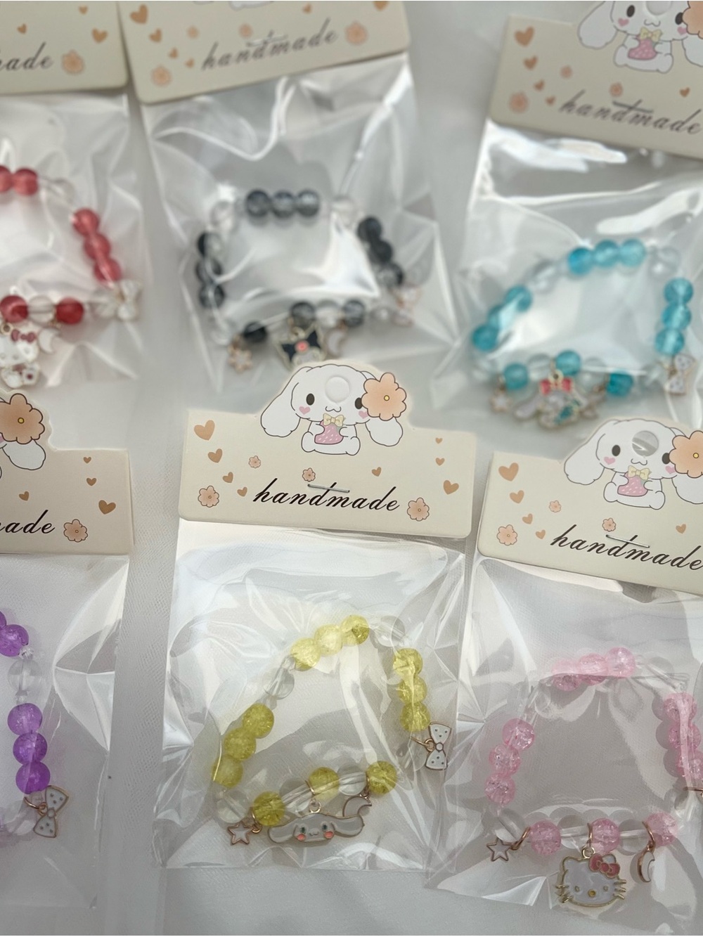 Set of 6 Sanrio Beaded Kids Bracelet Hello Kitty Cinnamaroll Kuromi party favour